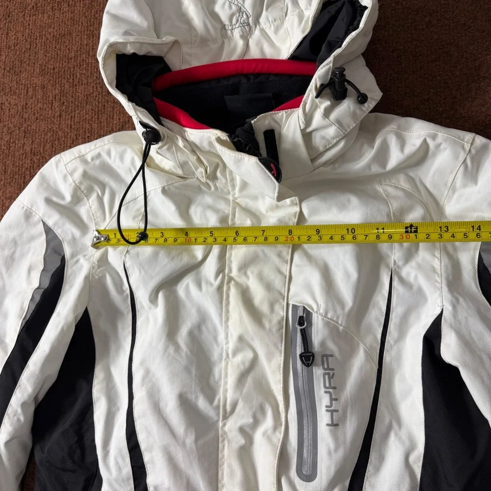 Nice b- Hyra Womens Ski Jacket White Black Hooded Insulated Snow Coat Size Small